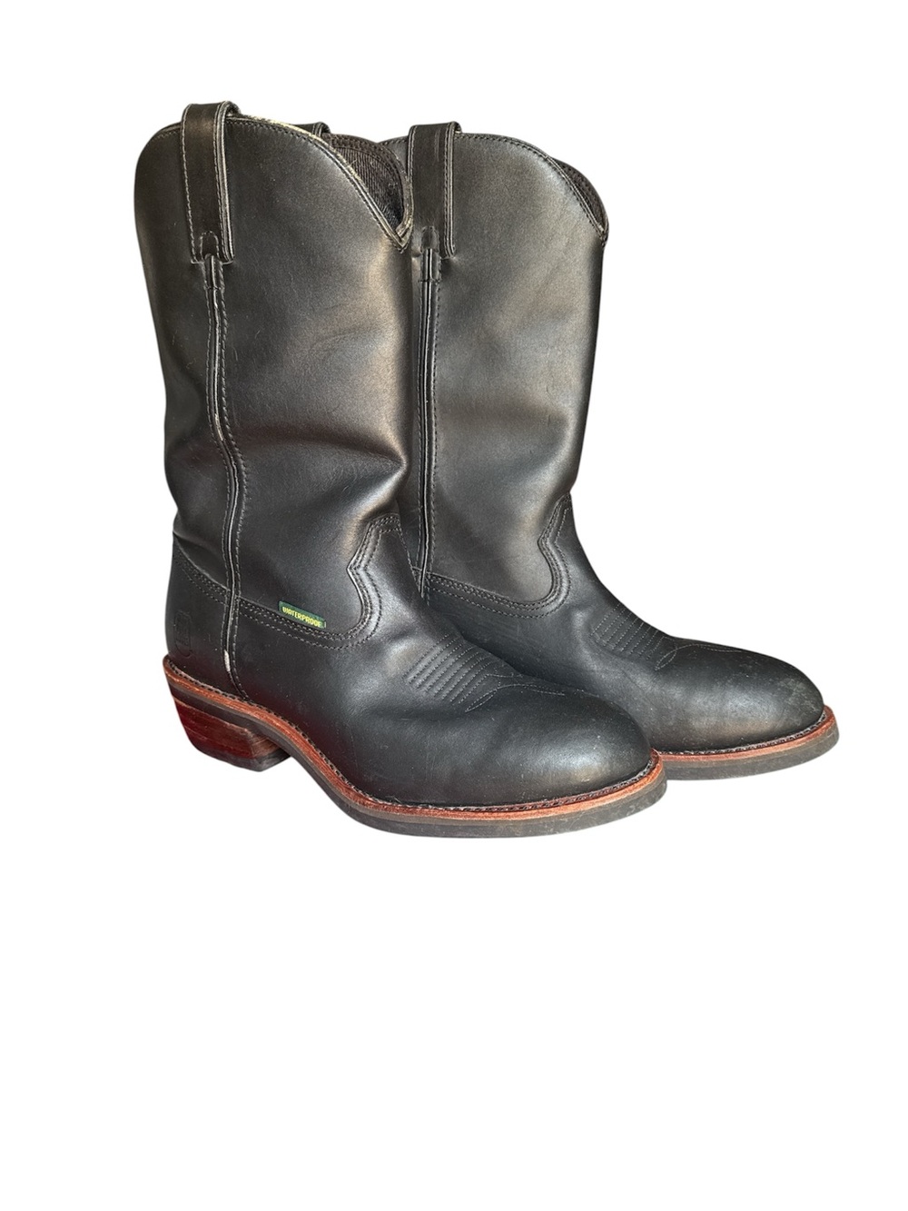 Dan Post Men’s 10.5 Black Leather Western Boots Cowboy Work Waterproof Classic